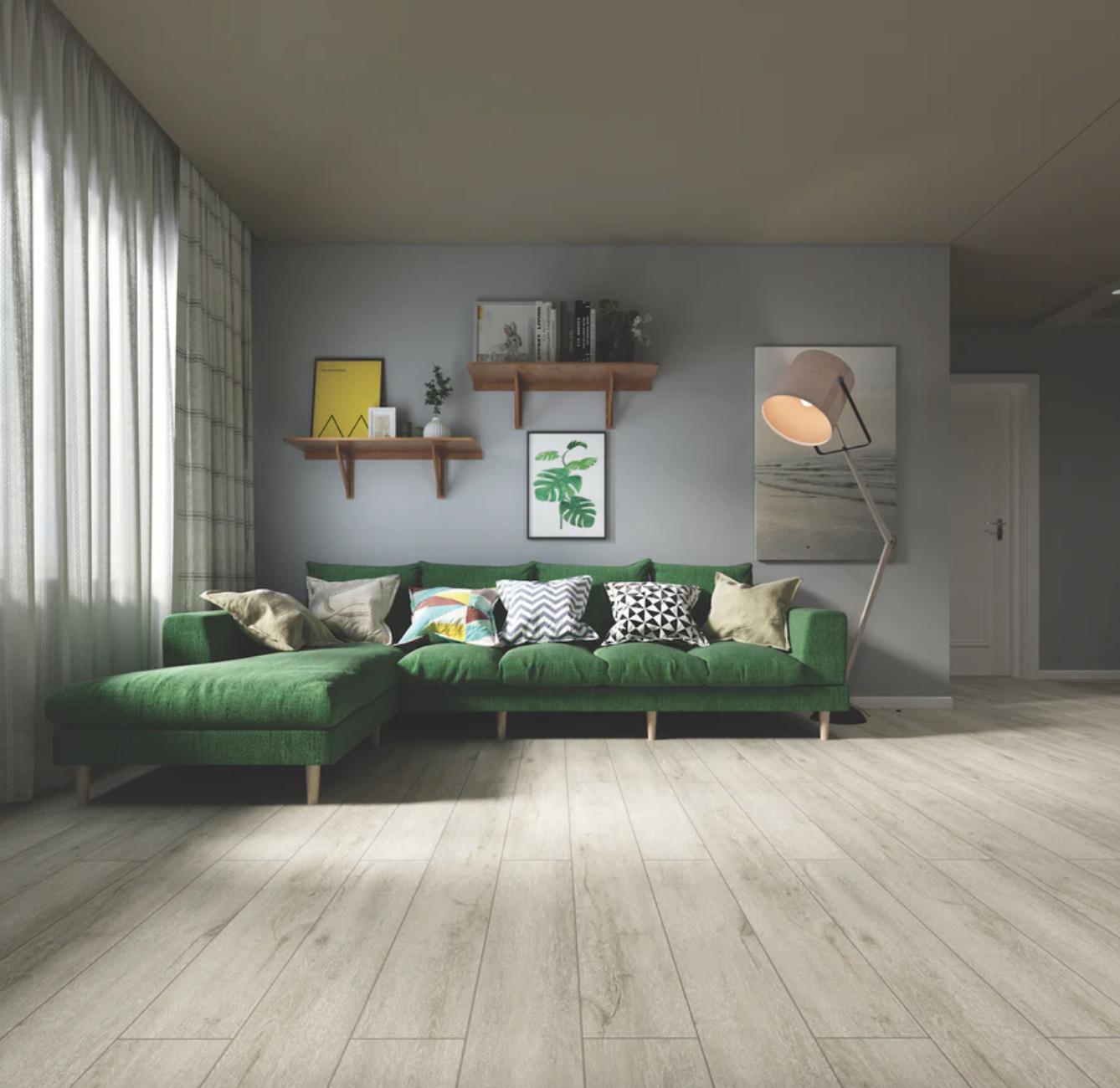 Beige living room flooring